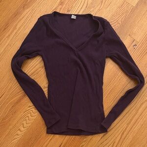 Old Navy Deep Purple V-Neck Ribbed Top
